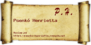 Psenkó Henrietta névjegykártya